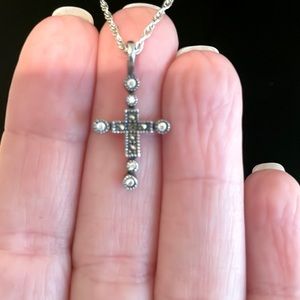 Judith Jack Marcasite Cross Pendant Necklace